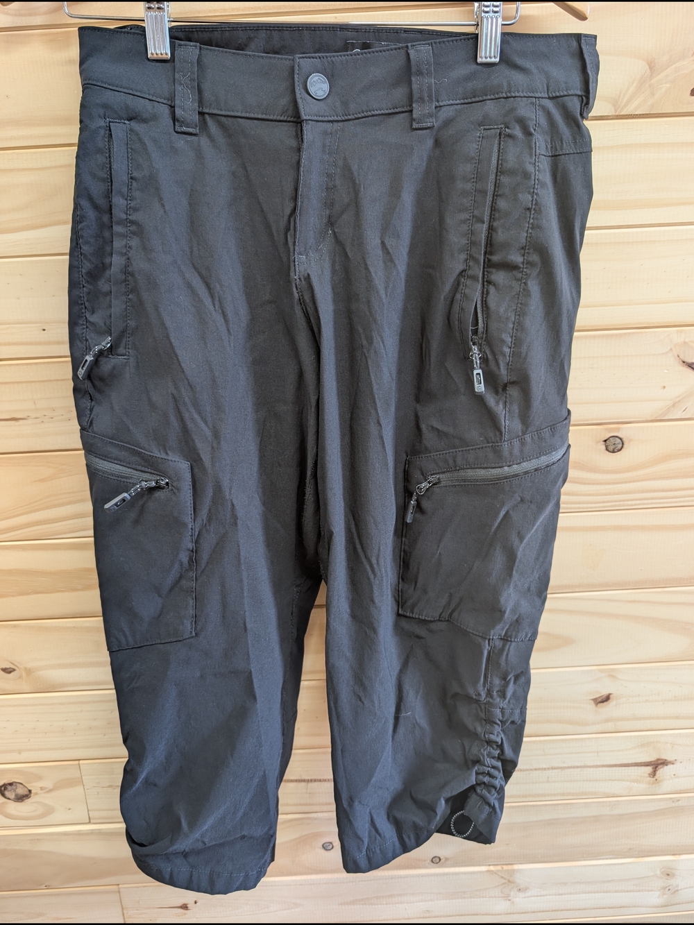 Women's Black Cargo Capri Pants with Zip Pockets
